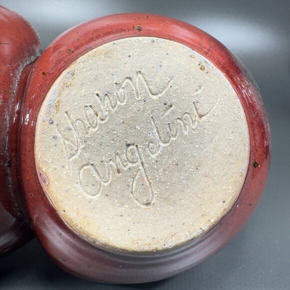 Vintage Hand Made Studio Art Pottery Divided Dish Double Salsa Bowl Chip N Dip - Picture 10 of 16